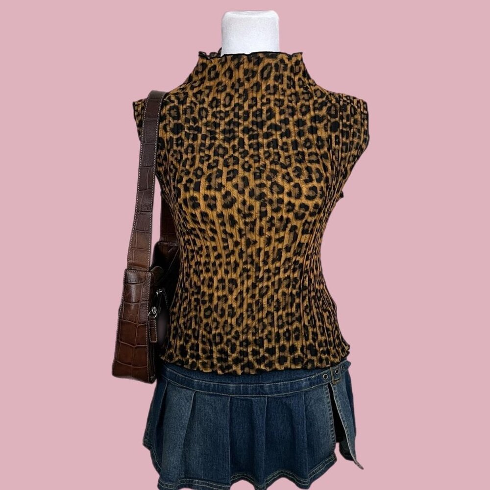 leopard print acordian turtleneck top #mcbling #g… - image 1